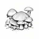 tent, mushrooms tattoo design idea