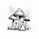 tent, mushrooms tattoo design idea