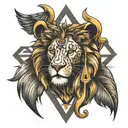 an ankh, a lion and the eye of horus  tattoo design idea