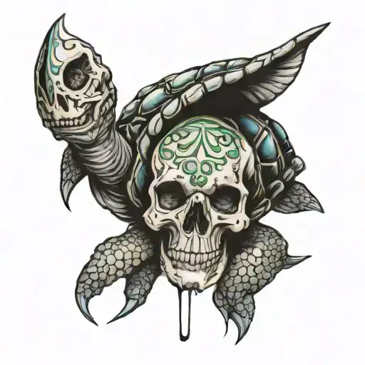 turtle and skull tattoo design idea