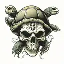 turtle and skull tattoo design idea