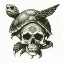 turtle and skull tattoo design idea