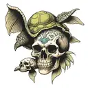 turtle and skull tattoo design idea