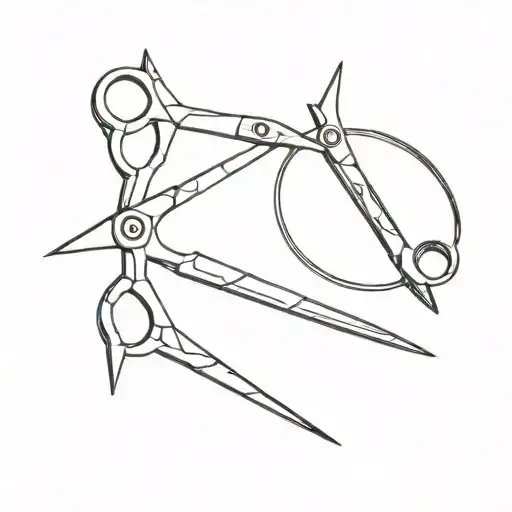 2 scissors and bolt tattoo design idea