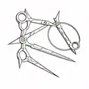 2 scissors and bolt tattoo design idea