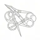 2 scissors and bolt tattoo design idea