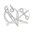 2 scissors and bolt tattoo design idea