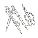 2 scissors and bolt tattoo design idea