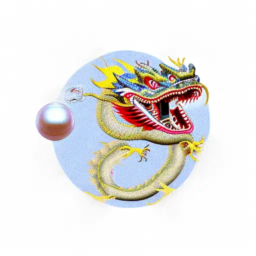 Chinese dragon with a pearl its mouth tattoo design idea