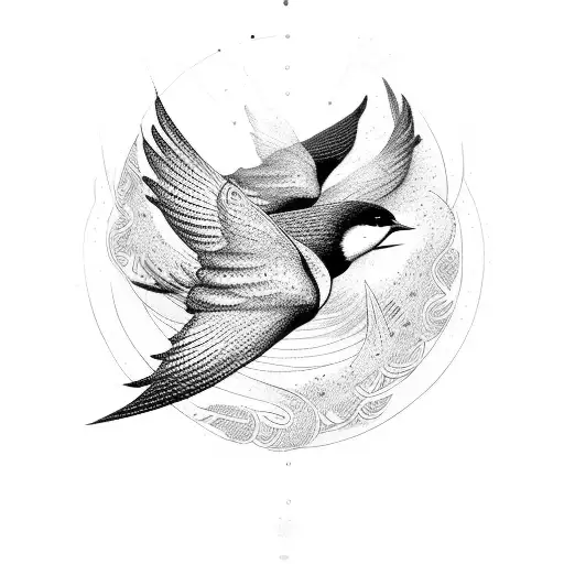 two swallows in flight tattoo design idea
