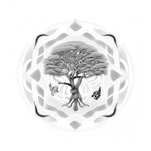 Tree of Life with African animals underneath tattoo design idea