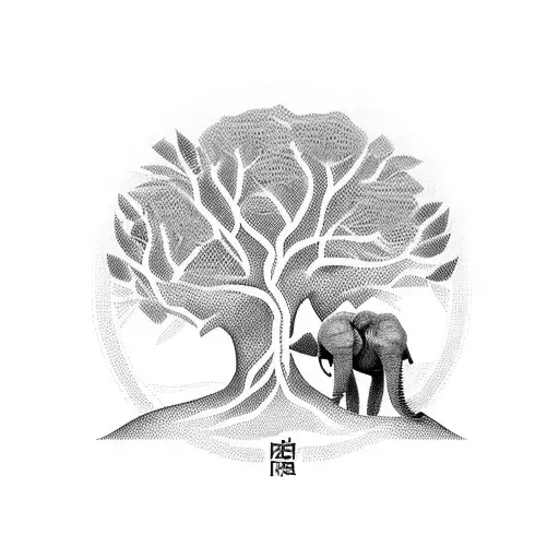 Tree of Life with African animals underneath tattoo design idea