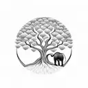 Tree of Life with African animals underneath tattoo design idea