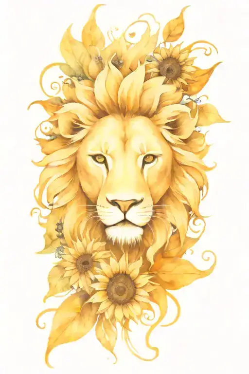 Leo zodiac with sunflower, fire and the sun tattoo design idea