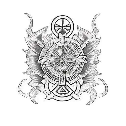 Incorporate traditional Ukrainian embroidery patterns into a tattoo design inspired by the tryzub symbol tattoo design idea