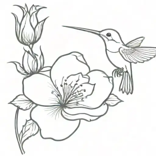humming bird in a rose tattoo design idea