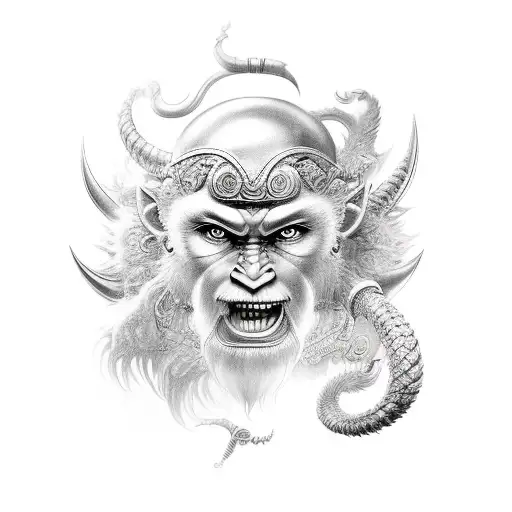 sun wukong full body tattoo design idea