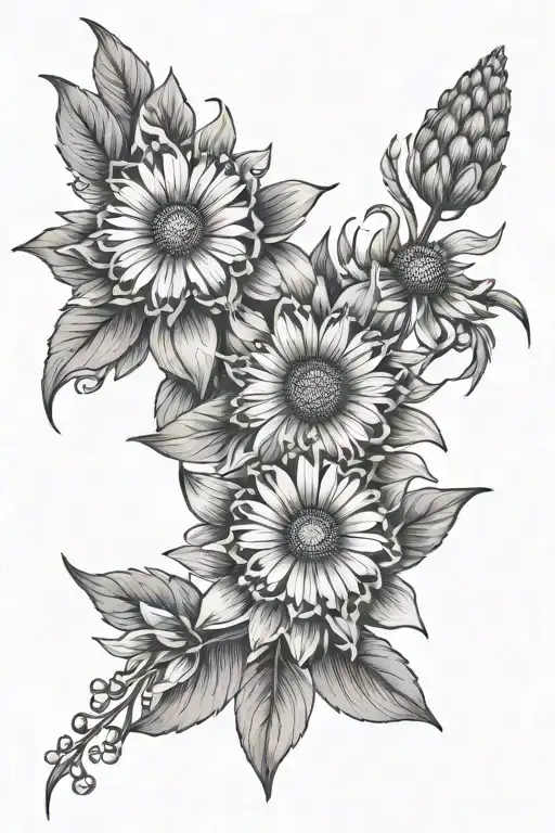 lace cone flowers tattoo design idea