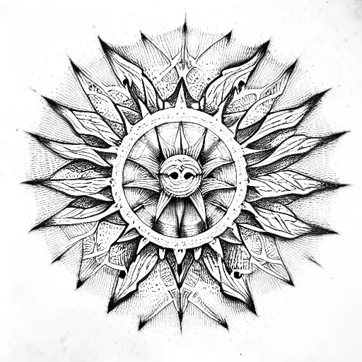 winged sun tattoo design idea
