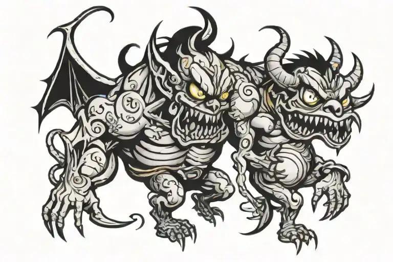 demon eats child tattoo design idea