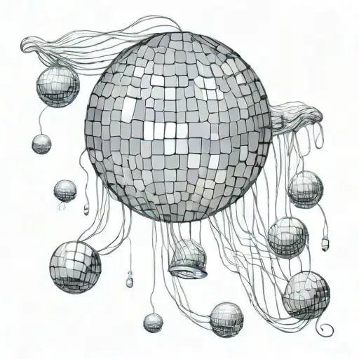 mirror ball but like jelly fish swimming tattoo design idea