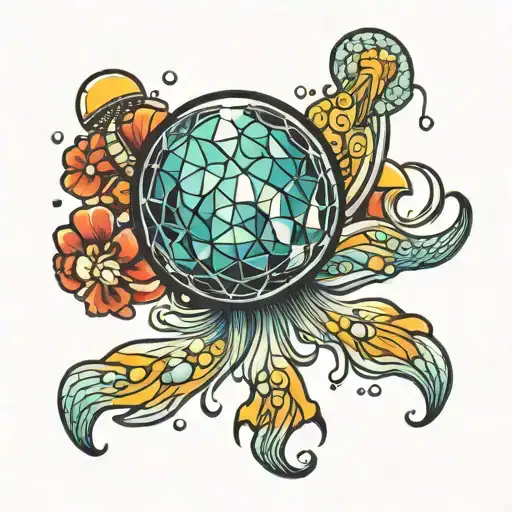 mirror ball but like jelly fish tattoo design idea