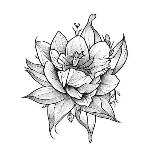 A bouquet of mixed flowers with a daffodil as the central piece tattoo design idea