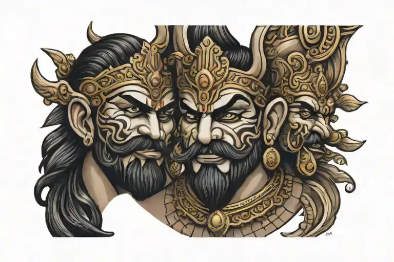 ravana head tattoo holding tattoo design idea
