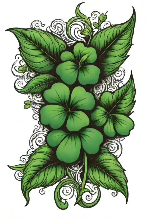 roman leafs clover tattoo design idea