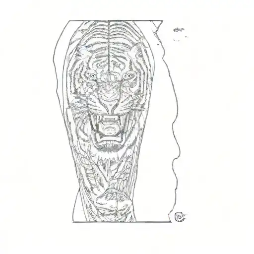 a tiger walking tattoo design idea