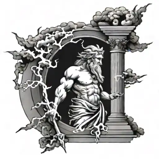 ZEUS WITH LIGHTNING tattoo design idea