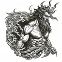 ZEUS WITH LIGHTNING tattoo design idea