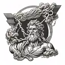 ZEUS WITH LIGHTNING tattoo design idea