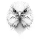 Red feathered bird head transforming into woman's face tattoo design idea