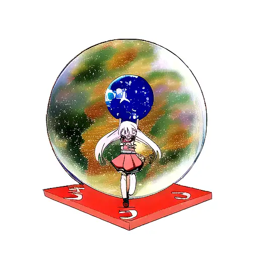 anime girl and space with planet and stars  tattoo design idea