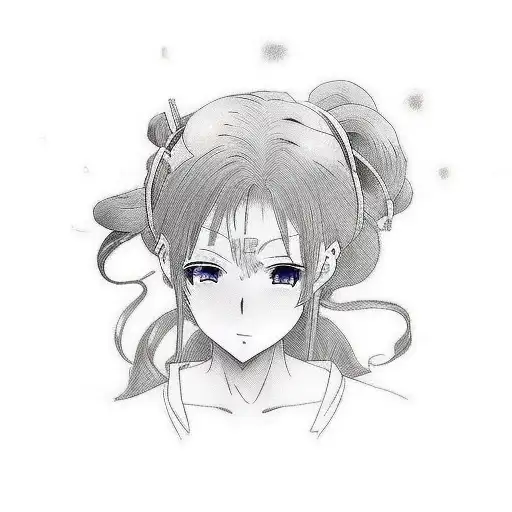 anime girl, kanji written to read live the dream, and my brother's name greig burges don 24/10/82 - 20/10/24 tattoo design idea