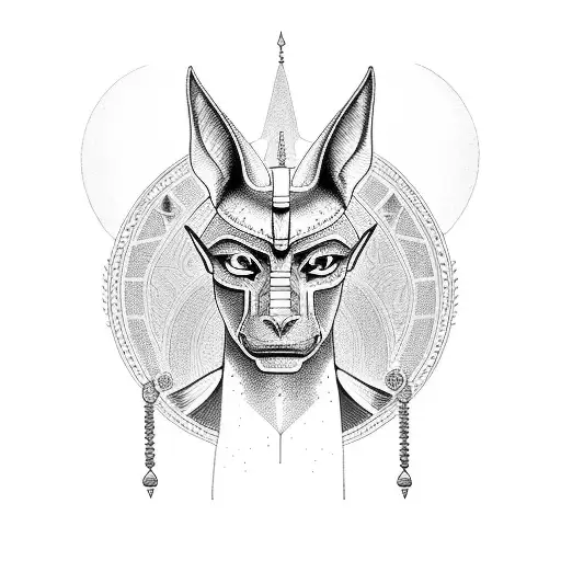 Anubis in a blackwork style tattoo design idea