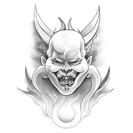 devil and angel with clouds and smoke tattoo design idea