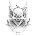 devil and angel with clouds and smoke tattoo design idea