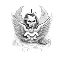 devil and angel with clouds and smoke tattoo design idea