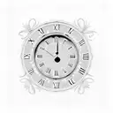 A clock face with Roman numerals and delicate filigree patterns tattoo design idea