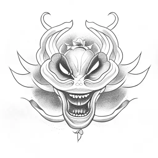 viper  with open mouth with roses  tattoo design idea