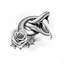 viper  with open mouth with roses  tattoo design idea