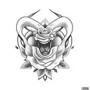 viper  with open mouth with roses  tattoo design idea