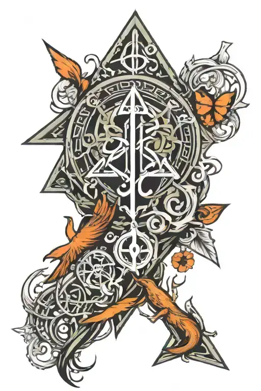 I need a tattoo for my forearm, I want it to be about 25 cm, I need there to be runes of money, love, health tattoo design idea