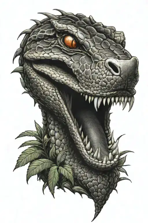 black viper with open mouth in hemp bushes tattoo design idea