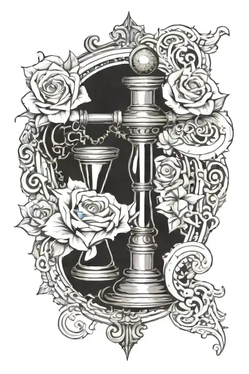 stoic hour glass amor fati and memento mori tattoo design idea