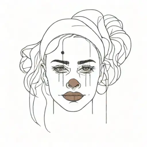head woman sad clown face tattoo design idea