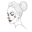 head woman sad clown face tattoo design idea