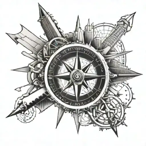 Chicago, sports, compass tattoo design idea